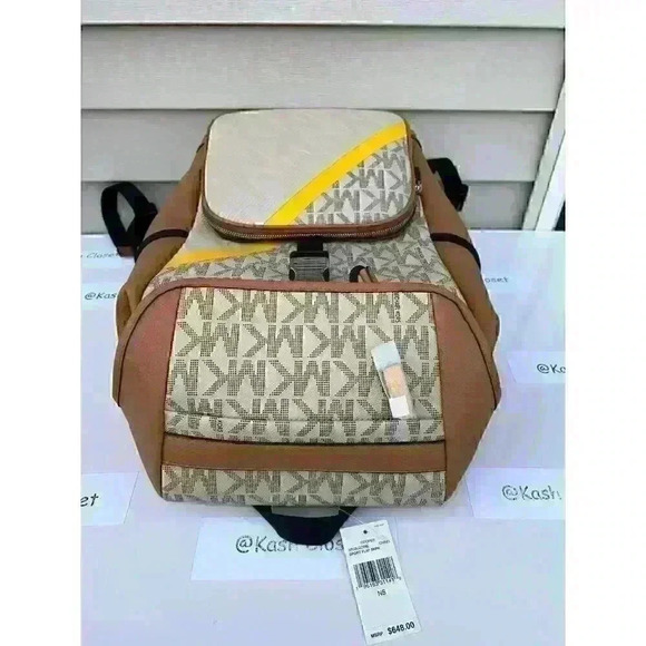 Michael Kors Mens Cooper Backpack Logo Stripe Bag & Wallet Bundle Set Chino main image 4